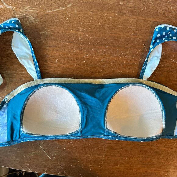 SUMMERSALT The Ruffle Oasis Bikini Top | 6 | teal/white polka dot | like new! - Picture 5 of 7